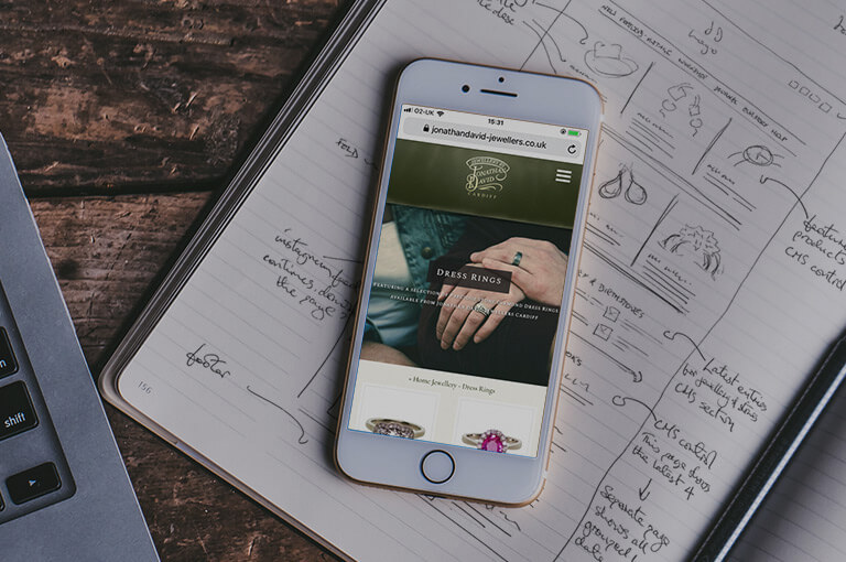 Bespoke software Workspace and modern devices browsing a retail website