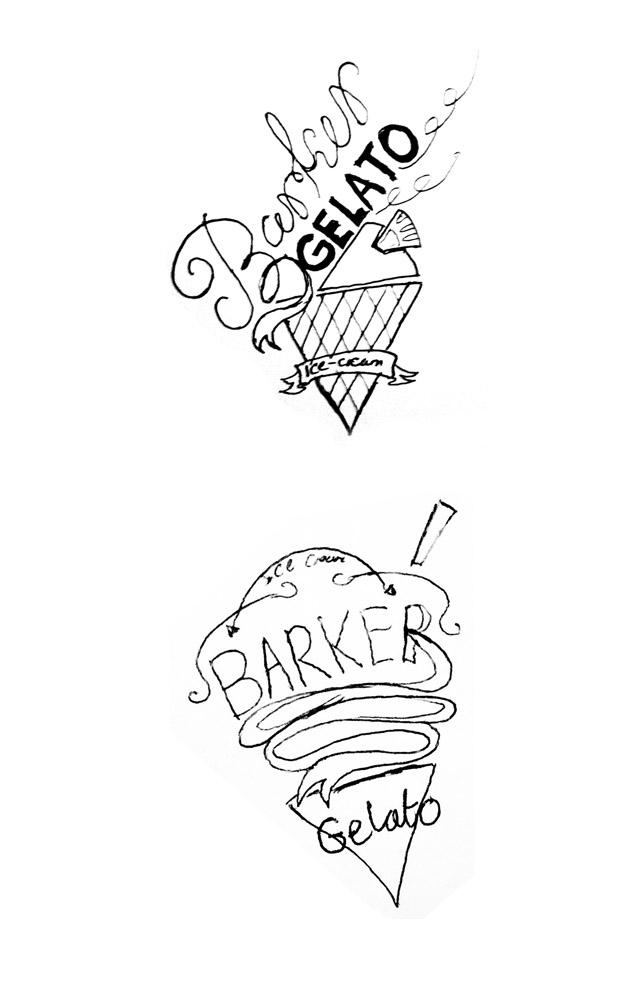 Ice cream parlour Logo drafts and development to final design, for Vintage Tea & Coffee Co.