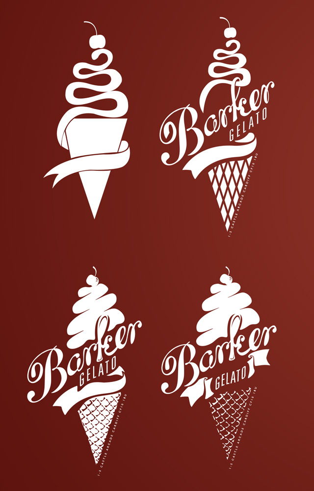 Ice cream parlour Logo drafts and development to final design, for Vintage Tea & Coffee Co.