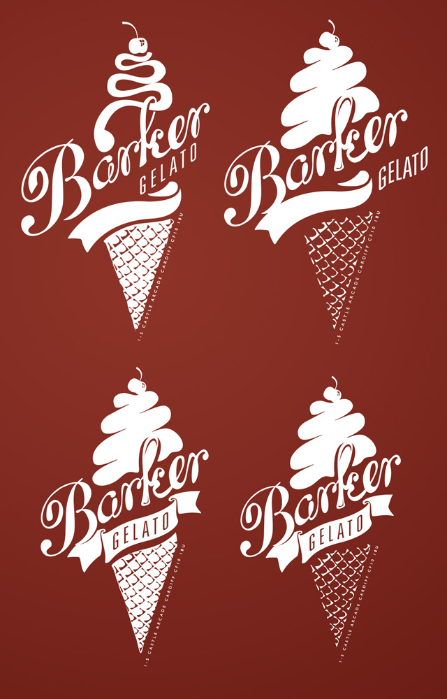 Ice cream parlour Logo drafts and development to final design, for Vintage Tea & Coffee Co.