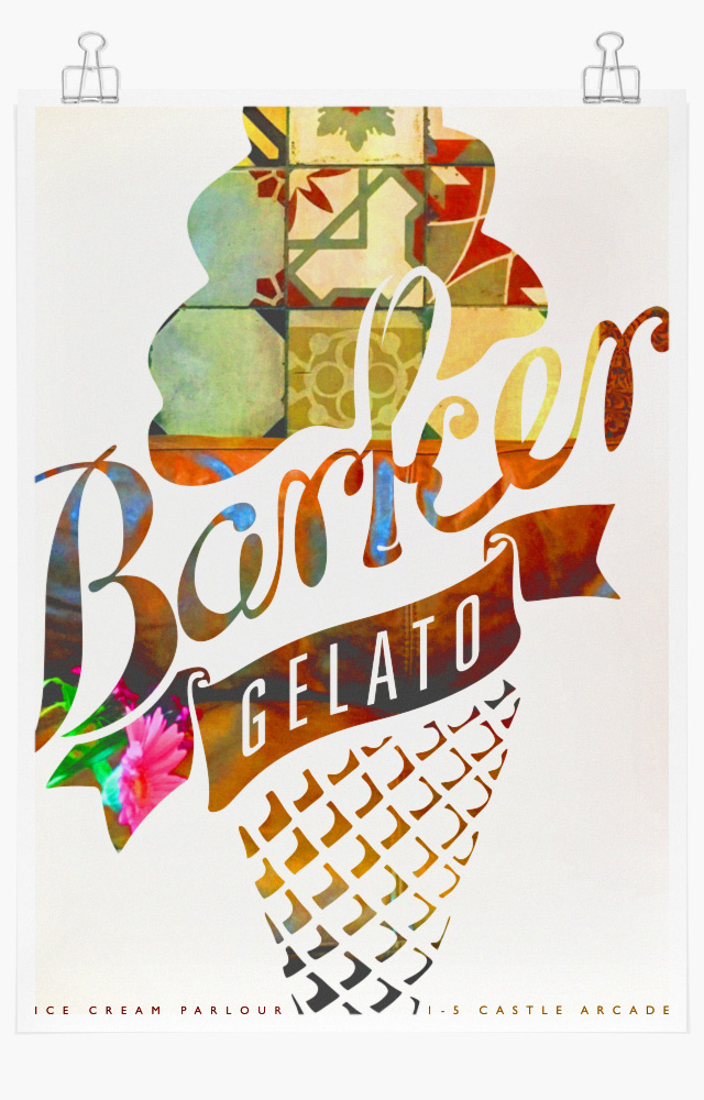 Ice cream parlour Logo drafts and development to final design, for Vintage Tea & Coffee Co.