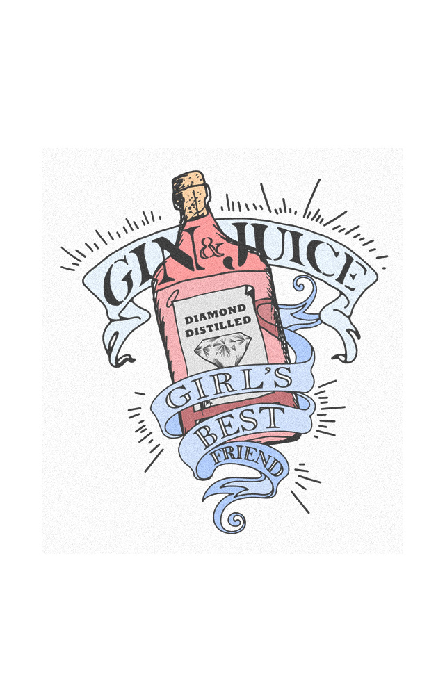 Gin tattoo Tattoo-style artwork for promotion, for Vintage Tea & Coffee Co.