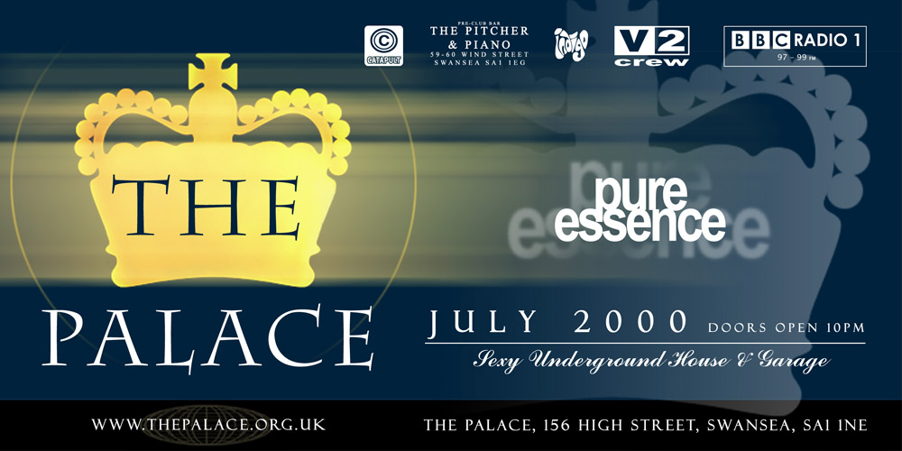 Pure Essence at The Palace Promotional flyer design for monthly club nights, for Pure Essence