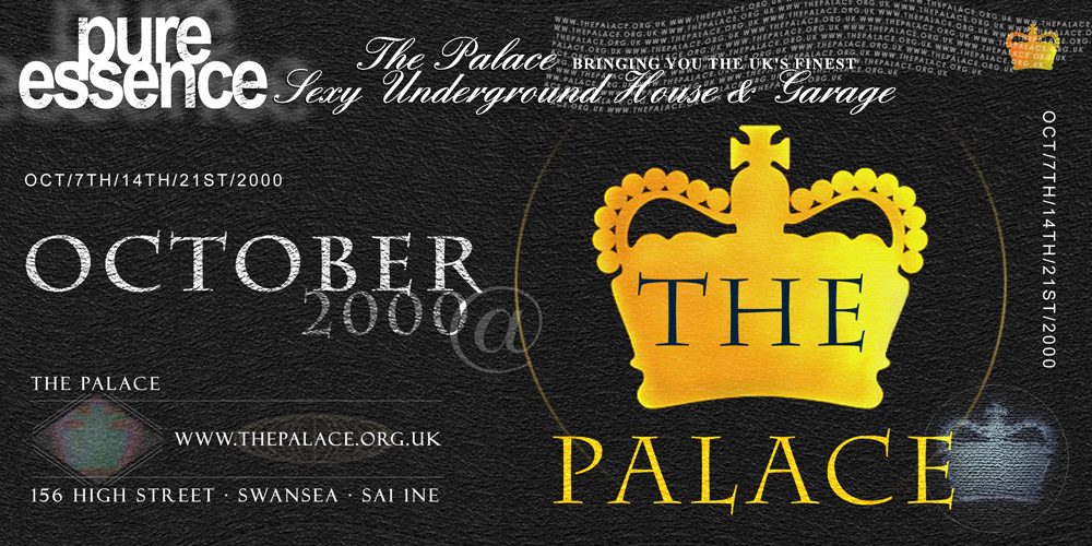 Pure Essence at The Palace Promotional flyer design for monthly club nights, for Pure Essence