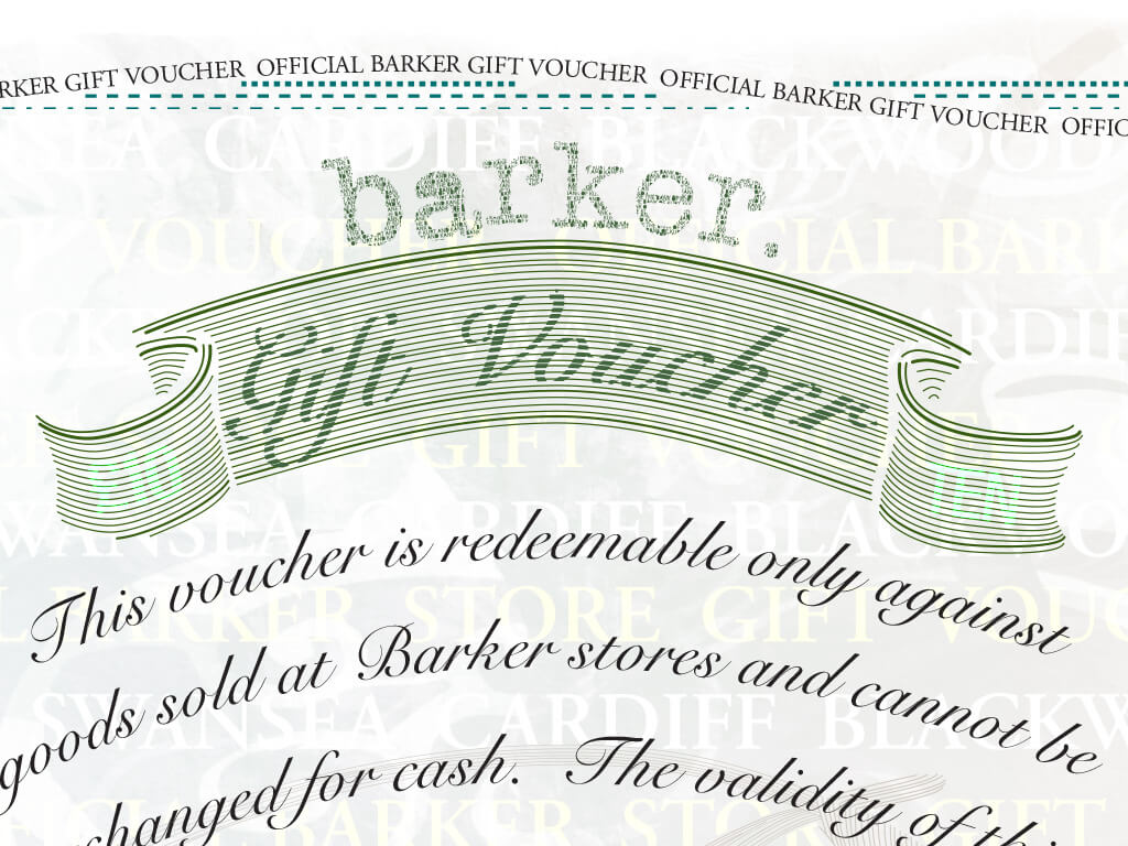 Barker clothing store promotion, for Robert Barker